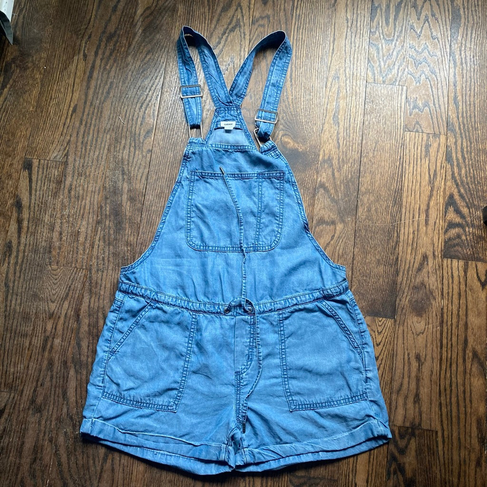 Women's Garage Denim Overalls Shorts Size S Blue